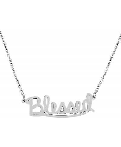 Stainless Steel Blessed Nameplate Initial Necklace Jewelry for Girls Womens Y966 $9.16 Y-Necklaces