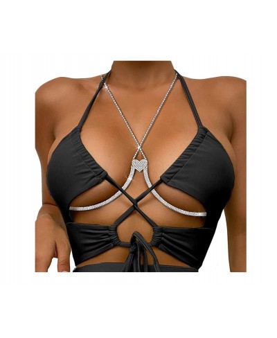 Women Sexy Rhinestone Love Heart Chest Bracket Crystal Bra Chain Body Jewelry Bikini Breast Body Chain (Silver) $12.72 Body C...