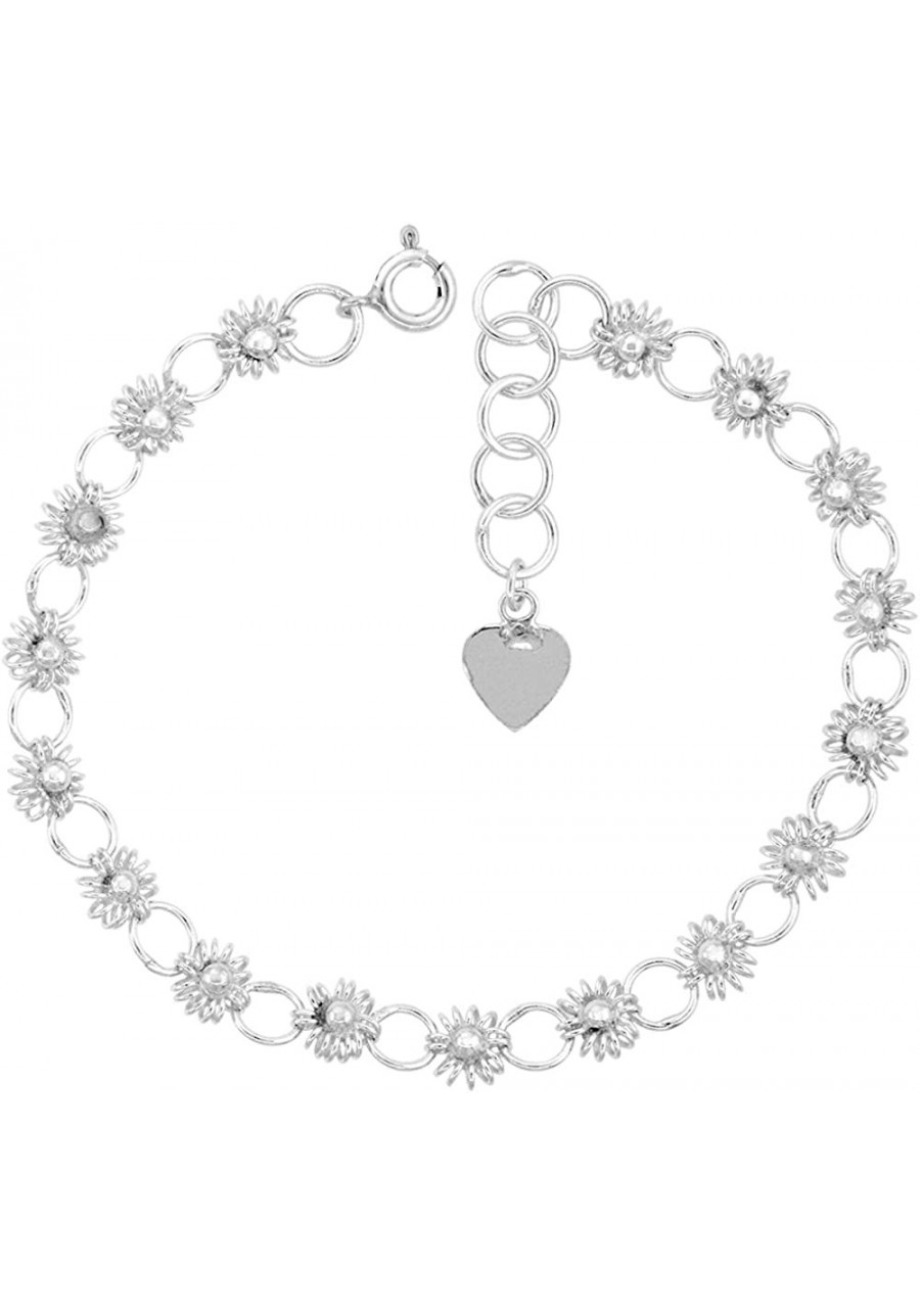 3/16 inch wide Sterling Silver Teeny Circled Link Sunflowers Charm Bracelet for Women 5mm fits 7-8 inch wrists $29.34 Charms ...