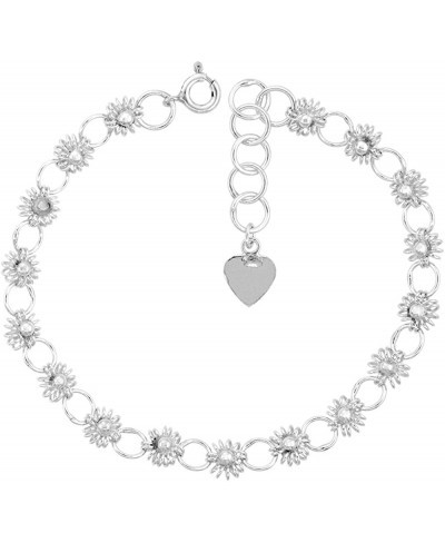 3/16 inch wide Sterling Silver Teeny Circled Link Sunflowers Charm Bracelet for Women 5mm fits 7-8 inch wrists $29.34 Charms ...