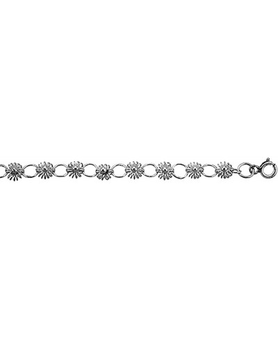 3/16 inch wide Sterling Silver Teeny Circled Link Sunflowers Charm Bracelet for Women 5mm fits 7-8 inch wrists $29.34 Charms ...