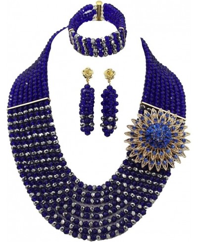 8Rows Royal Blue Crystal Beads Necklace Crystal Jewelry Set Wedding Gift Bridesmaid Necklace $29.42 Jewelry Sets