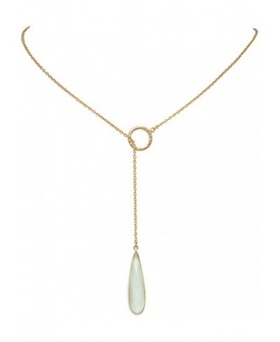 Blue Dyed Chalcedony Pendant Lariat Necklace Gold-plated Sterling Silver $50.55 Y-Necklaces