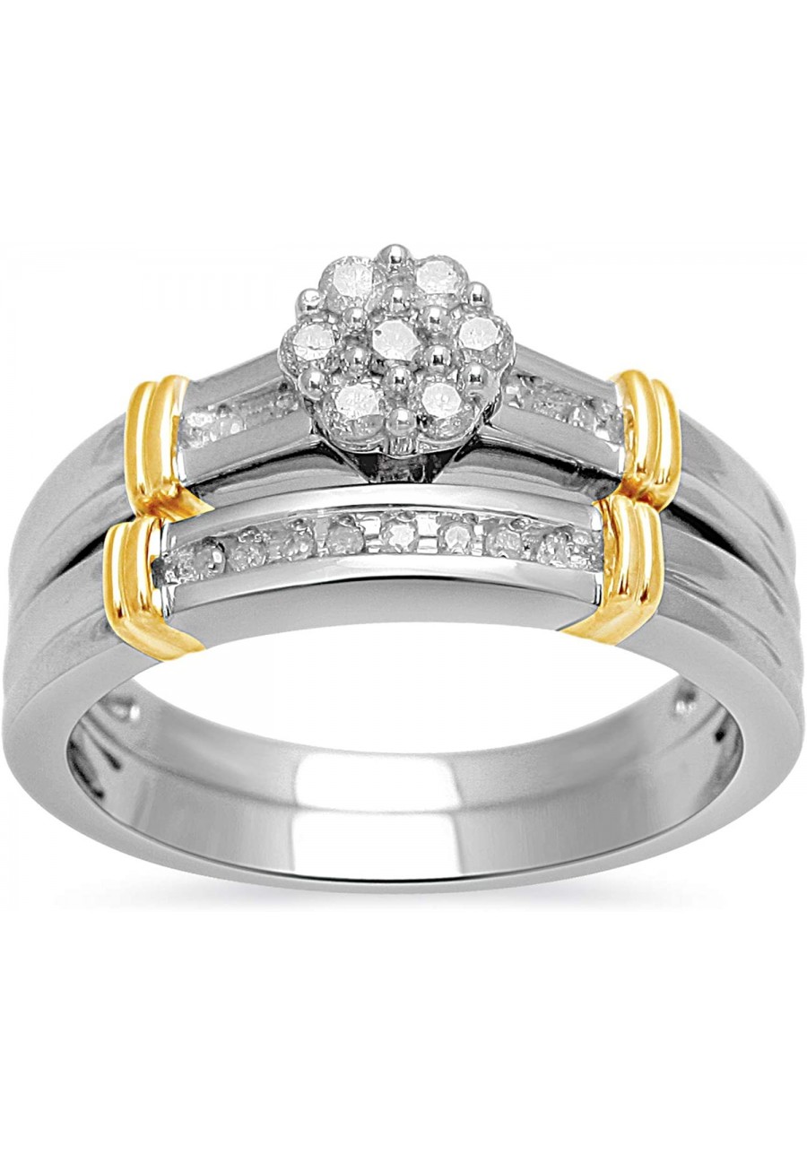 14kt Yellow Plated Sterling Silver 1/6cttw Natural White Diamond Ring $47.90 Bridal Sets