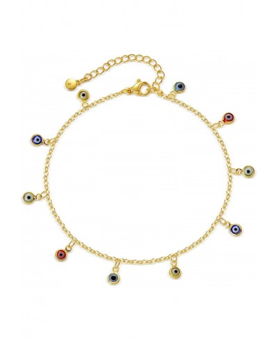 Women Gold Evil Eye Anklet 18K Gold Filled Dainty Chain Boho Beach Simple Delicate Handmade Jewelry $9.83 Anklets