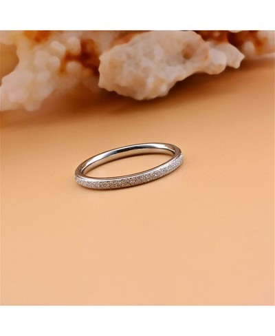 Women's Stainless Steel Sandblast Rose Gold Silver Thin Stacking Ring Engagement Wedding Band $7.90 Wedding Bands