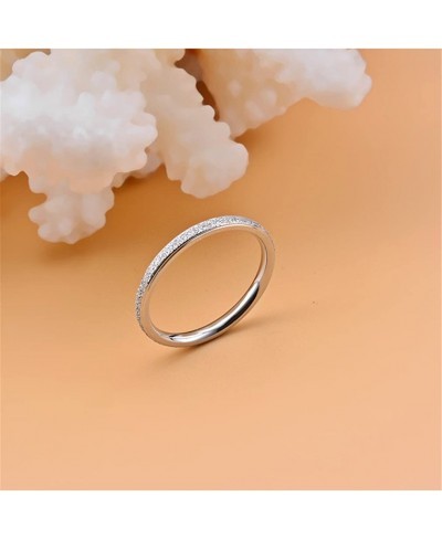 Women's Stainless Steel Sandblast Rose Gold Silver Thin Stacking Ring Engagement Wedding Band $7.90 Wedding Bands