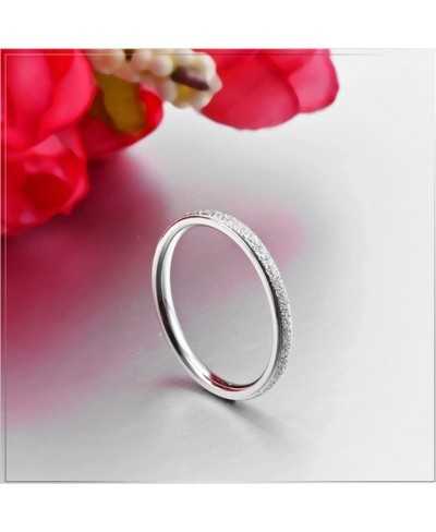 Women's Stainless Steel Sandblast Rose Gold Silver Thin Stacking Ring Engagement Wedding Band $7.90 Wedding Bands