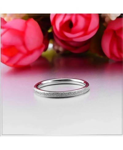 Women's Stainless Steel Sandblast Rose Gold Silver Thin Stacking Ring Engagement Wedding Band $7.90 Wedding Bands