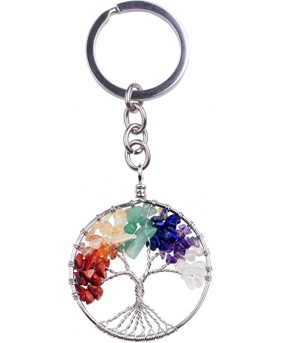 Tree of Life Keychain Natural Crystal Stone Handmade DIY Keychain Charm Pendant Necklace $10.18 Pendants & Coins