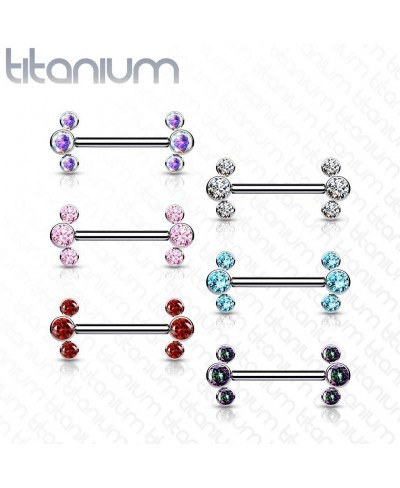 Implant Grade Titanium Threadless Push in Nipple Barbell with 3 CZ Bezel Set Ends (Sold Per Pair Or Per Piece) $27.45 Piercin...