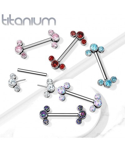 Implant Grade Titanium Threadless Push in Nipple Barbell with 3 CZ Bezel Set Ends (Sold Per Pair Or Per Piece) $27.45 Piercin...