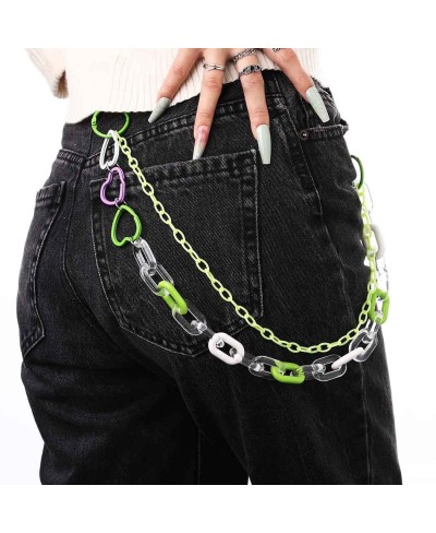 Cute Pants Jean Chain Layered Acrylic Keychain Punk Colorful Heart Pocket Trousers Chain Hiphop Rock Wallet Chains Body Jewel...