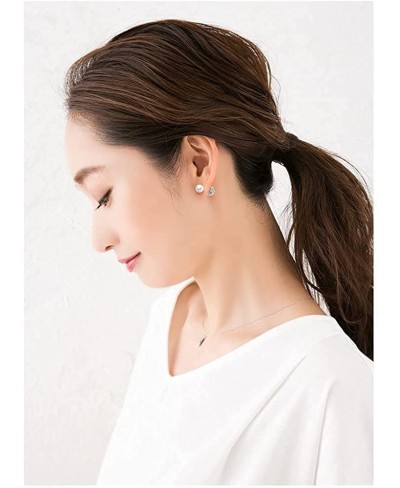 Pearl Crystal Double Sided Stud Earrings Front Back Catch Earring for Women Girl 10mm $16.58 Stud