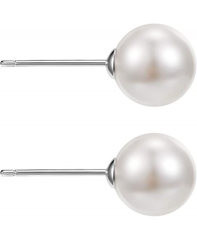 Pearl Crystal Double Sided Stud Earrings Front Back Catch Earring for Women Girl 10mm $16.58 Stud