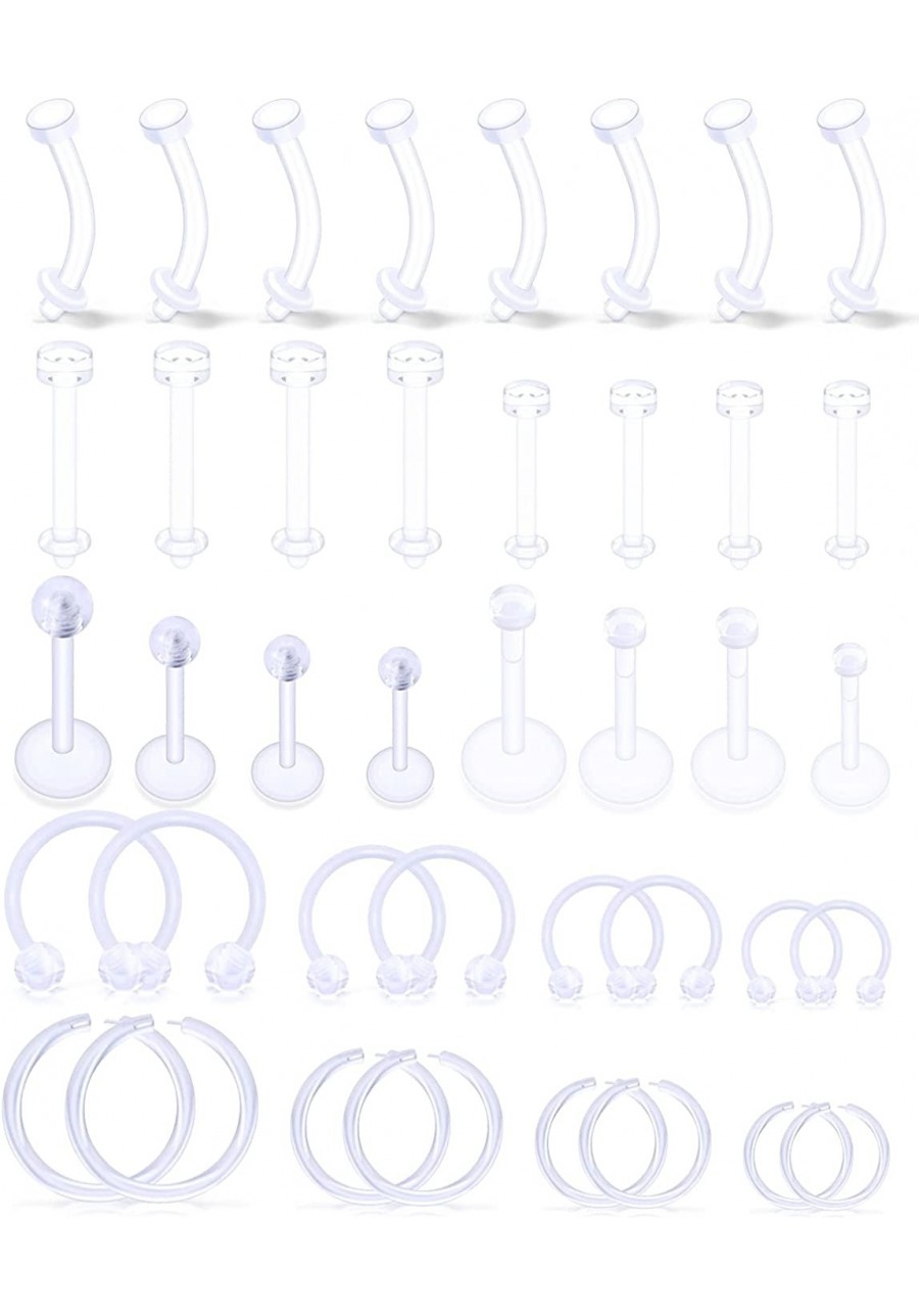 Clear Piercing Retainer Flexible Lip Ear Nose Septum Eyebrow Nipple Belly Rings Cartilage Tragus Earrings Retainer Bioflex Ho...