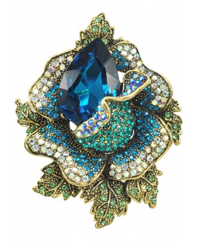 Womens Austrian Crystal Pendant Blooming Beautiful Rose Flower Brooch BZ308 $25.52 Brooches & Pins