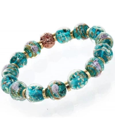 Glow in The Dark Beads Bracelet Ocean Blue Firefly Beads Stretch Bracelet Luminous Murano Bead Healing Crystals Bracelets $14...