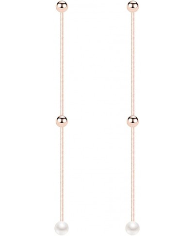 Sterling Silver Pearl Dangle Earrings Chain for Women Teen Girls Ball Threader Earrings Tassel $13.77 Drop & Dangle