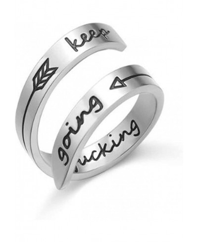 Adjustable Inspirational Ring Stainless Steel Bands Cool Stacking Opening Gift Silver 12cm $9.66 Bands