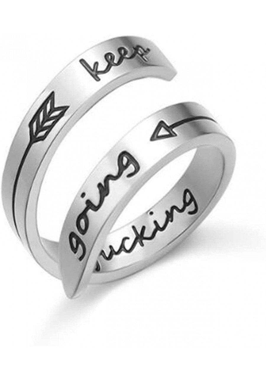 Adjustable Inspirational Ring Stainless Steel Bands Cool Stacking Opening Gift Silver 12cm $9.66 Bands