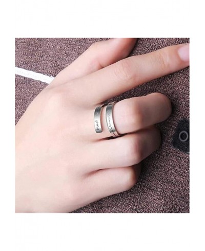 Adjustable Inspirational Ring Stainless Steel Bands Cool Stacking Opening Gift Silver 12cm $9.66 Bands