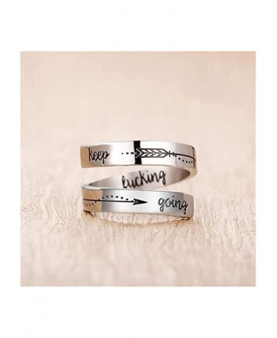 Adjustable Inspirational Ring Stainless Steel Bands Cool Stacking Opening Gift Silver 12cm $9.66 Bands