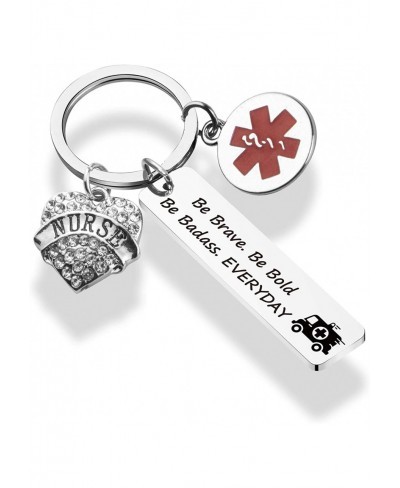 Emergency Nurse Gift EMT Keychain Be Brave Be Bold Be Badass Everyday Nurse Keychain $12.82 Pendants & Coins