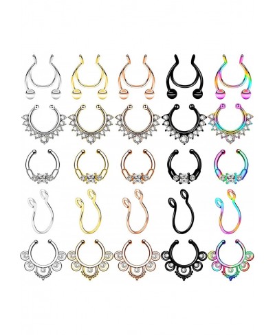 Fake Septum Faux Nose Ring Faux Lip Rings Fake Nipple Ring Non Piercing Jewelry for Women $18.02 Faux Body Piercing Jewelry