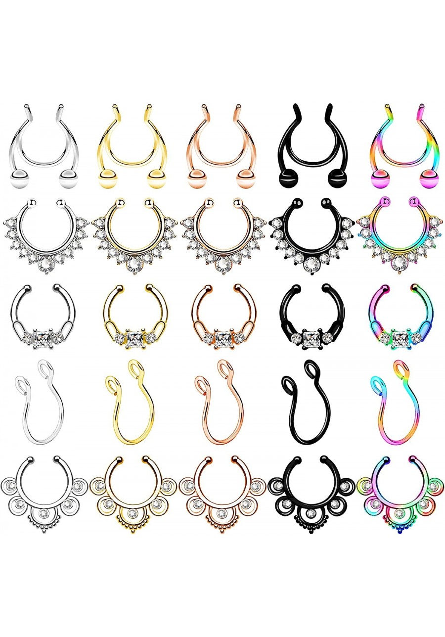 Fake Septum Faux Nose Ring Faux Lip Rings Fake Nipple Ring Non Piercing Jewelry for Women $18.02 Faux Body Piercing Jewelry