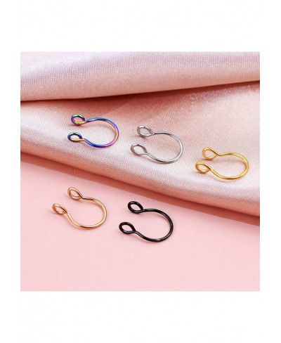 Fake Septum Faux Nose Ring Faux Lip Rings Fake Nipple Ring Non Piercing Jewelry for Women $18.02 Faux Body Piercing Jewelry