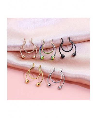 Fake Septum Faux Nose Ring Faux Lip Rings Fake Nipple Ring Non Piercing Jewelry for Women $18.02 Faux Body Piercing Jewelry