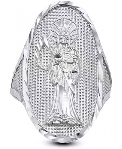 Grim Reaper .925 Sterling Silver Nuestra Señora de la Santa Muerte Our Lady of the Holy Death Oval Statement Ring $23.85 Stat...