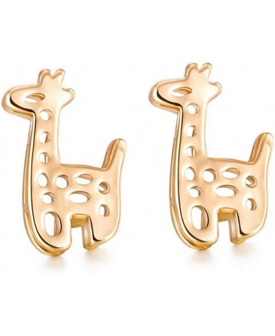 Gold Plated Stud Earrings for Girls Cute Giraffe Hollow Out Women Earrings Erz0159-GOLD $7.94 Stud