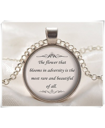 Quote Pendant - Inspirational Necklace - The Flower Mulan Silver Jewelry $11.10 Chains