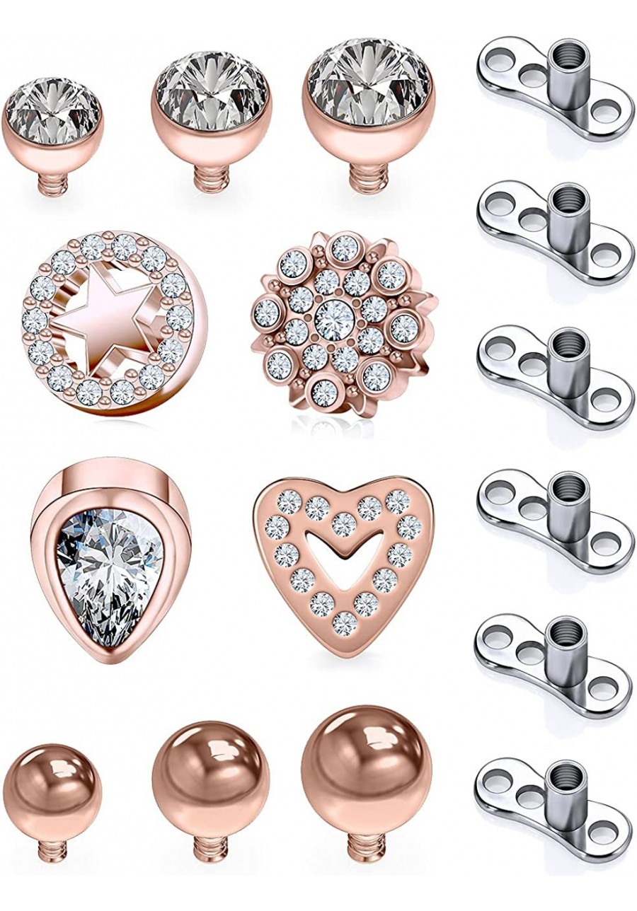 14G Dermal Piercing Jewelry Internally Threaded Dermal Anchor Tops and Base Titanium Microdermals Piercing for Women Men $12....