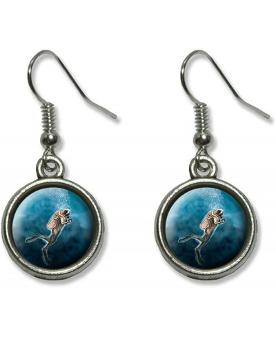 Scuba Diver Blue - Ocean Diving Novelty Dangling Dangle Drop Charm Earrings $8.95 Drop & Dangle