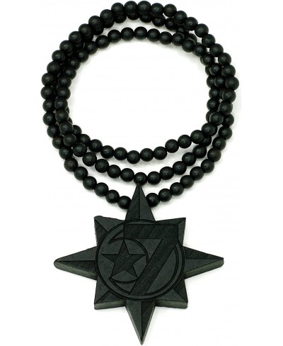 5 Percenter 7 Moon Star Good Wood Black Pendant Replica with 36 Inch Necklace $19.53 Pendant Necklaces