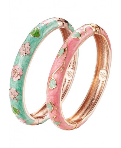 Cloisonne Bracelet Butterfly Gold Hinge Indian Cuff Bangle Enameled Jewelry Flower Bracelets for Women Gift Box 55A114 $27.14...