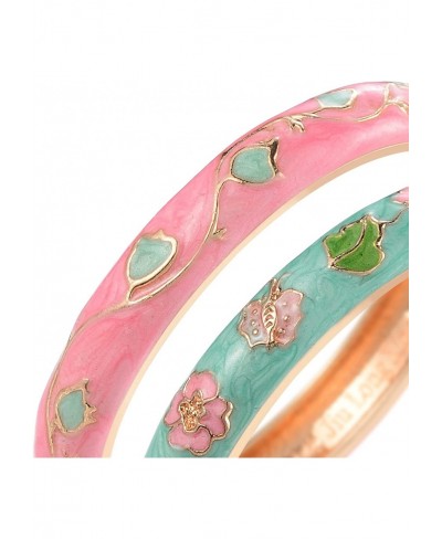 Cloisonne Bracelet Butterfly Gold Hinge Indian Cuff Bangle Enameled Jewelry Flower Bracelets for Women Gift Box 55A114 $27.14...