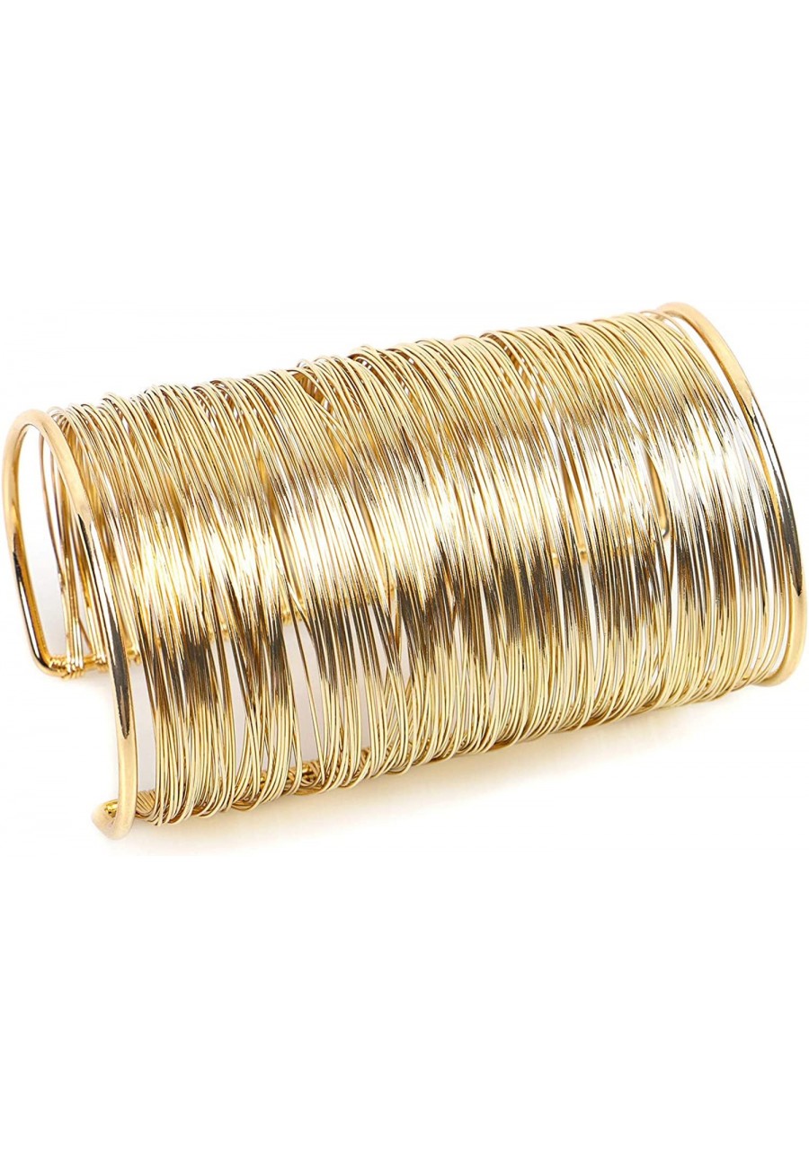 Alloy Metal Gold Thin Thread Wire Open Cuff Wide Bracelet Bangle $18.16 Bangle