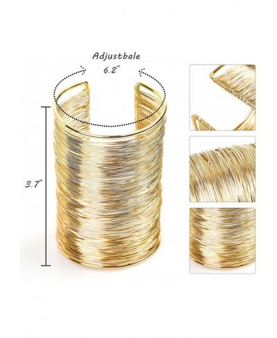 Alloy Metal Gold Thin Thread Wire Open Cuff Wide Bracelet Bangle $18.16 Bangle