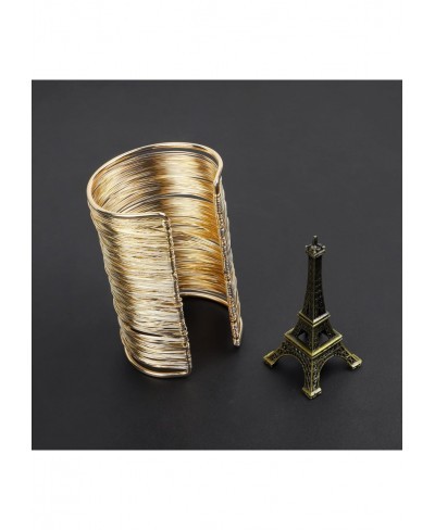 Alloy Metal Gold Thin Thread Wire Open Cuff Wide Bracelet Bangle $18.16 Bangle