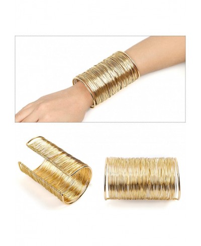 Alloy Metal Gold Thin Thread Wire Open Cuff Wide Bracelet Bangle $18.16 Bangle