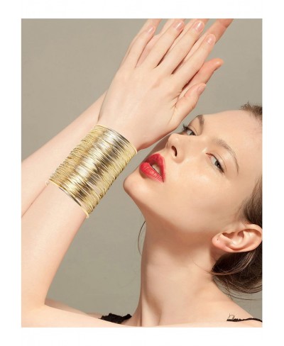 Alloy Metal Gold Thin Thread Wire Open Cuff Wide Bracelet Bangle $18.16 Bangle