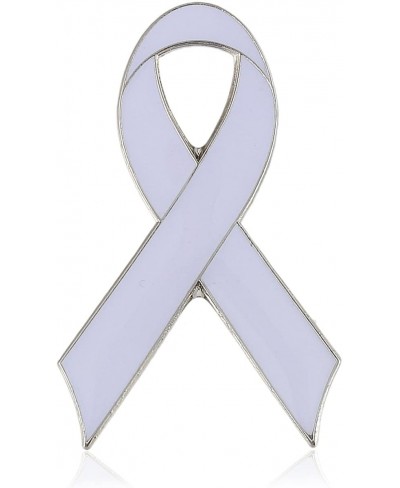 Bone Cancer Awareness Pins - White Ribbon Pin $10.85 Brooches & Pins