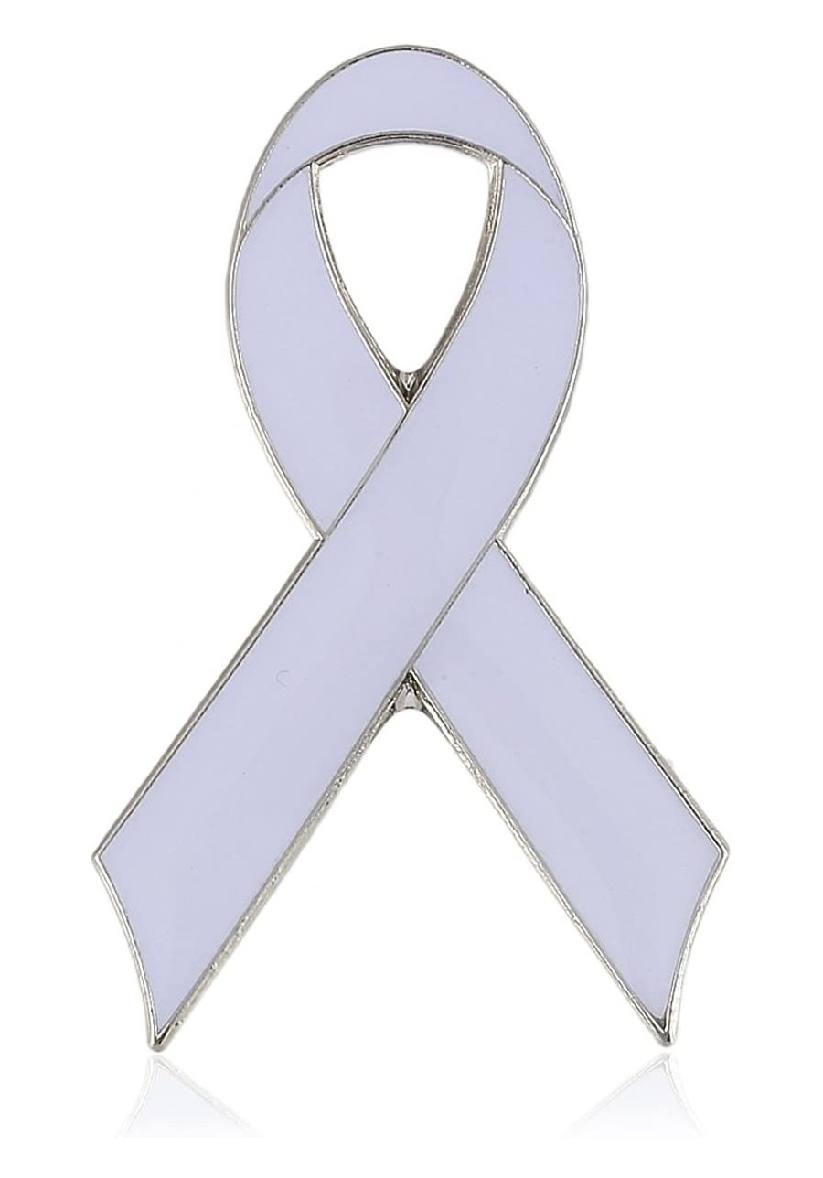 Bone Cancer Awareness Pins - White Ribbon Pin $10.85 Brooches & Pins