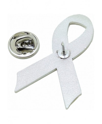 Bone Cancer Awareness Pins - White Ribbon Pin $10.85 Brooches & Pins