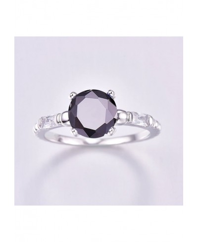 925 Sterling Silver Created Black Spinel Filled Round Cut Thin Solitaire Engagement Ring for Women $7.76 Engagement Rings