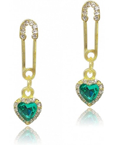 Elegant 925 Sterling Silver Rhinestone Heart Earrings Gold Shiny Drop Dangle Earrings Statement Jewelry for Women Girls Valen...